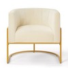 Velvet Accent Chair With Cushion, Golden Metal Stand, Curve Backrest Upholstered Vanity Chair, Home Leisure Chair - 2 of 4