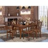 HomeStock 7-Pc Rectangle Mahogany Finish Solid Wood Top Dining Table with 6-Chairs - 2 of 4