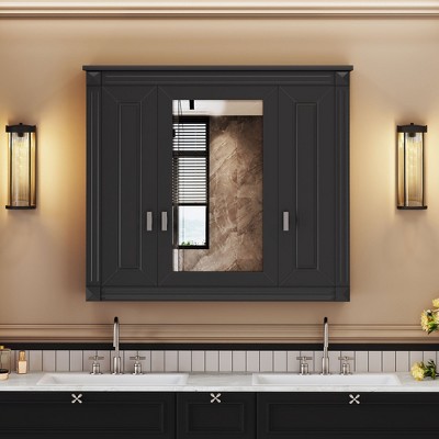 NicBex Wall Bathroom Storage Cabinet with Mirror,Modern Bathroom Wall Cabinet with 4 Shelves,Bathroom Medicine Cabinet for Bathroom