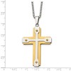 Chisel Stainless Steel Brushed and Yellow IP-plated Cross Pendant on a 22" Box Chain Necklace - 4 of 4