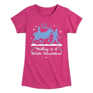 Girls' - Frozen 2 - Walk In A Winter Wonderland Christmas Fitted Short Sleeve Graphic T-Shirt - 1 of 4