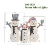 LuxenHome 3-Piece Lighted Snowman Family, White Tinsel Frosted Outdoor Holiday Yard Display White, Red, Black, Green - 2 of 4