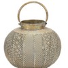 Distressed Punched Metal Lantern – 8.75"H Copper-Green Bohemian Candle Holder with Glass Insert by Melrose - 3 of 3