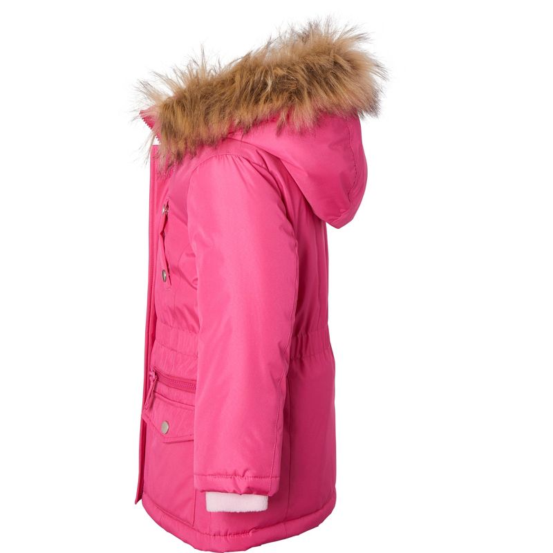 Sportoli Girls Fleece Lined Heavy Winter Anorak Jacket Coat Faux Fur Trim Zip-Off Hood, 4 of 7