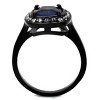 Slickblue Stainless Steel Ring with Montana Blue Synthetic Glass, Black Finish, Clear Stones, Sizes 5-10 - 3 of 4
