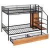 Twin Over Full Metal Bunk Bed with Wire Shelving,  Lateral Storage Ladder and Wardrobe - ModernLuxe - 4 of 4
