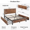 Bed Frame with 4 Storage Drawers, Metal Platform Bed with Wooden Headboard, Noise Free, No Box Spring Needed, Easy Assembly, Vintage Brown - 2 of 4