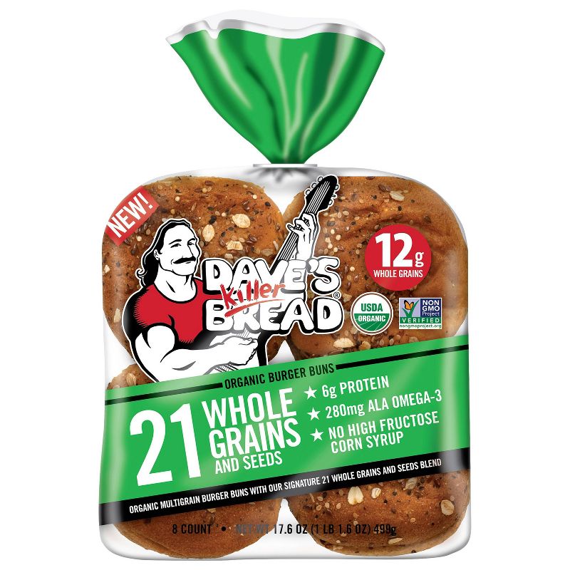 Dave&#39;s Killer Bread Organic 21 Whole Grain &#38; Seeds Hamburger Buns - 16oz, 1 of 7