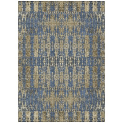Blue Taupe And Beige Moroccan Washable Indoor Outdoor Area Rug