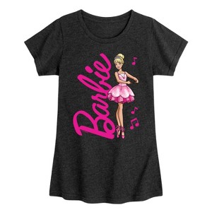 Girls' - Barbie - Barbie Logo With Ballerina Fitted Short Sleeve Graphic T-Shirt - 1 of 4