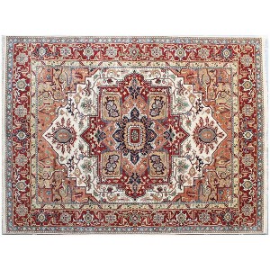 HomeRoots 8' X 10' Rust and Gray Oriental Hand Knotted Area Rug With Fringe - 1 of 4