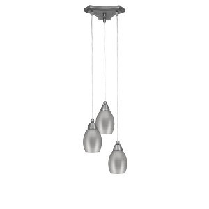 Toltec Lighting Europa 3 - Light Pendant in  Brushed Nickel with 5" Bronze Oval Metal Shade Shade - 1 of 1