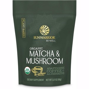Be Well Organic Matcha and Mushroom Powder, Matcha & Mushroom Coffee Alternative, Sunwarrior, 90g - 1 of 4