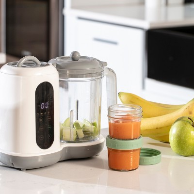 White and Gray Variable Speed Baby Food Processor with Glass Storage Jars