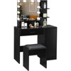 Karl Home | Black LED Makeup Vanity Set With Adjustable Lighting, Cushioned Stool, And Spacious Storage - 2 of 4