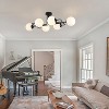 PAKOKULA 6-Light Black Semi-Flush Mount Ceiling Light with White Globe Shades, Dimmable Sputnik Design - 2 of 4
