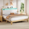 Coolmee Upholstered Boucle Bed Frame with RGB LED Light and Charging Station, 2-Tier Storage Headboard and Sturdy, Wooden Slats Support - 3 of 4