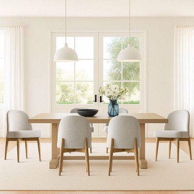 Upholstered Linen Dining Chairs with Solid Wood Legs, Modern Armless Fabric Chairs for Dining Room or Kitchen Table-Maison Boucle
