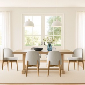 Upholstered Linen Dining Chairs with Solid Wood Legs, Modern Armless Fabric Chairs for Dining Room or Kitchen Table-Maison Boucle - 1 of 4