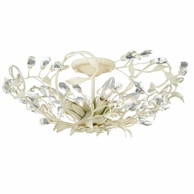 Jardin 19" French Cream Crystal Semi-Flush Mount Ceiling Light