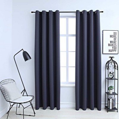 Aghana Digitals 2-Pack Anthracite Blackout Curtains 55.1x68.9" with Metal Rings - 100% Polyester,