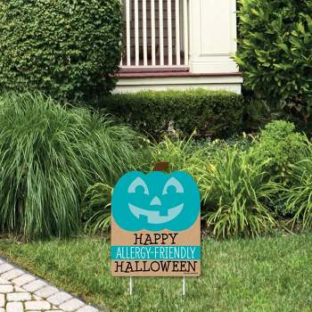 Big Dot of Happiness Teal Pumpkin - Outdoor Lawn Sign - Halloween Allergy Friendly Trick or Trinket Yard Sign - 1 Piece