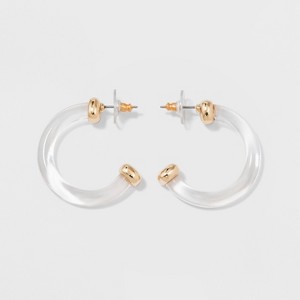 SUGARFIX by BaubleBar Minimal Clear Acrylic Hoop Earrings - Clear, Women