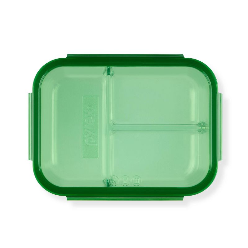 Pyrex 3.8 Cup 3 Compartment Rectangular MealBox Glass Food Storage Container, 4 of 10