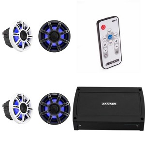 Kicker Premium Marine (2 Pair ) 6.5" Speaker and Amplifier bundle Includes LED Remote ( 51MSC654 & 48KXMA5004 ) - 1 of 4