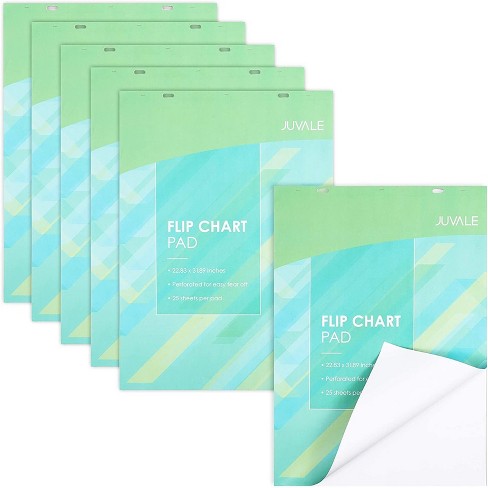 Juvale 6 Pack Easel Paper Pad, 25 Sheets Each, 2 Hole Punched for Hanging,  100 GSM Flip Chart Paper, 31.9 x 22.85