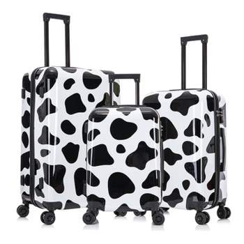InUSA PRINTS Lightweight Hardside Checked Spinner 3pc Luggage Set - Cow