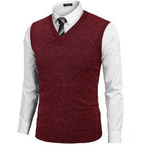 COOFANDY Men's Sleeveless Sweater Vest Lightweight V-Neck Cotton Vest Pullover - 1 of 4