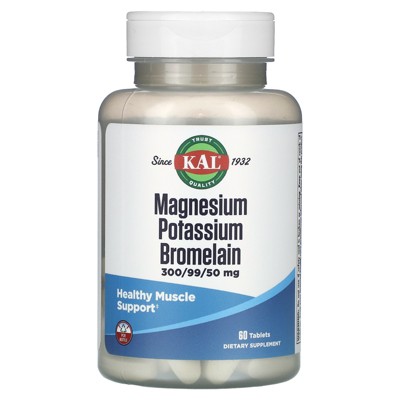 KAL Magnesium Potassium Bromelain, Magnesium Complex for Bone, Heart Health, Muscle Support w/Magnesium Citrate, Magnesium Malate, Potassium Citrate,