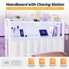Karl Home Twin Full Queen King Size Headboard, Adjustable Upholstered Headboard with 2 Tier Shelves and Pegboard with Charging Stations and LED Lights - 2 of 4
