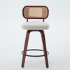 Gulches Set of 3 26 Inch Counter Height Bar Stools Walnut Black Cane Rattan Back Beige Linen Seat 360 Swivel Sturdy Wooden Legs for Kitchen Island - 4 of 4