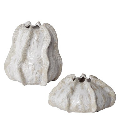 Uttermost Urchin Textured Ivory Vases, Set of 2