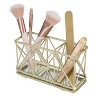 3 Compartment Cosmetic Brush and Pencil Organizer Gold - Home Details: Steel Bathroom Storage Tray, Spot Clean - 2 of 4