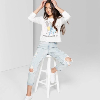 Women's High-Rise Distressed Mom Jeans 