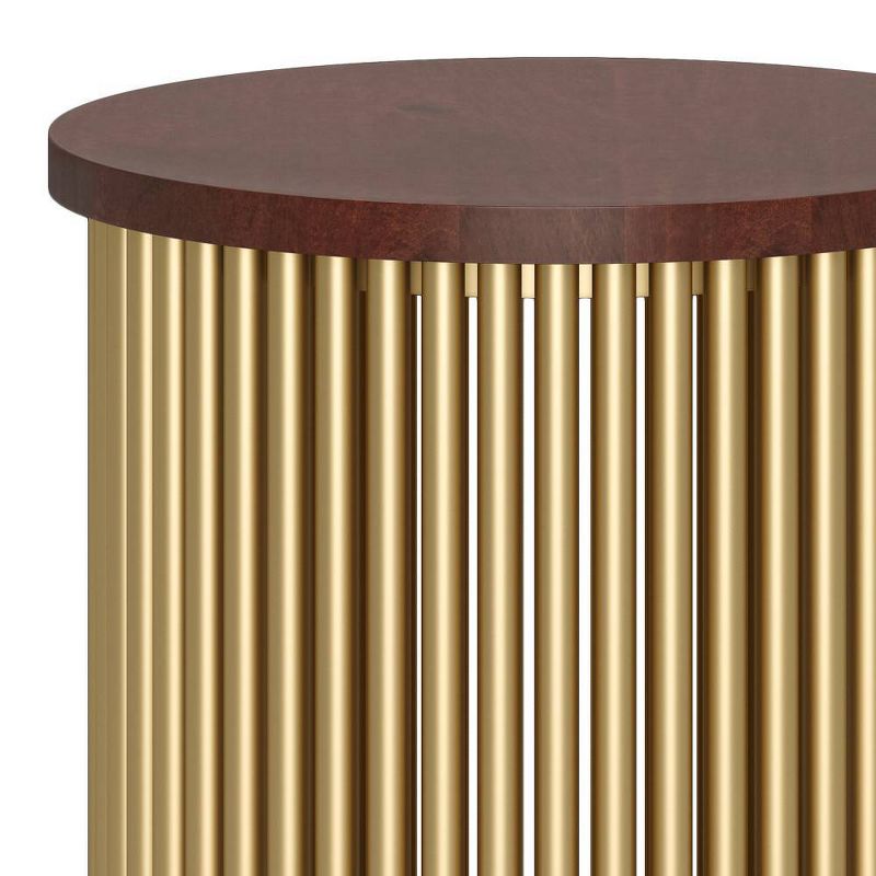 Karl Metal and Wood Accent Table Cognac/Gold - WyndenHall, 5 of 7