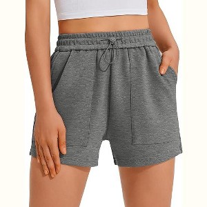 Pinspark Sweat Shorts for Women Casual Summer Athletic Short Elastic Waist Comfy Lounge Shorts Cute Bottoms with Pockets - 1 of 4