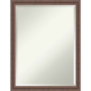 Amanti Art Distressed Rustic Brown Beveled Wood Bathroom Wall Mirror - 1 of 4