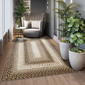 Indoor Modern Imitation Weaving Textured Area Rugs for Bedroom Living Room Abstract Easy Care Washable Soft Low Pile Non Slip Carpet - 1 of 4