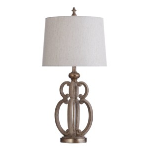 Table Lamp Cream - StyleCraft: Polyresin Base, Linen Shade, 3-Way Rotary Switch, No Assembly Required - 1 of 4