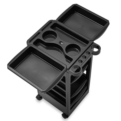 Black High-Quality Plastic Rolling Salon Trolley Cart with 5 Drawers