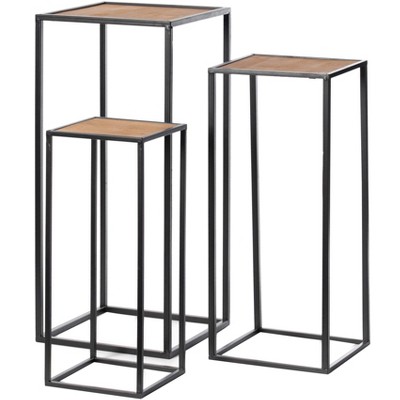 Vintiquewise Modern Nesting Display Tables Square Accent Side End Table, Set of 3