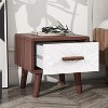 70 Inch Modern TV Stand Set with 2 End Tables, Brown & White MDF/Wood Entertainment Center with Embossed Drawers - 3 of 4