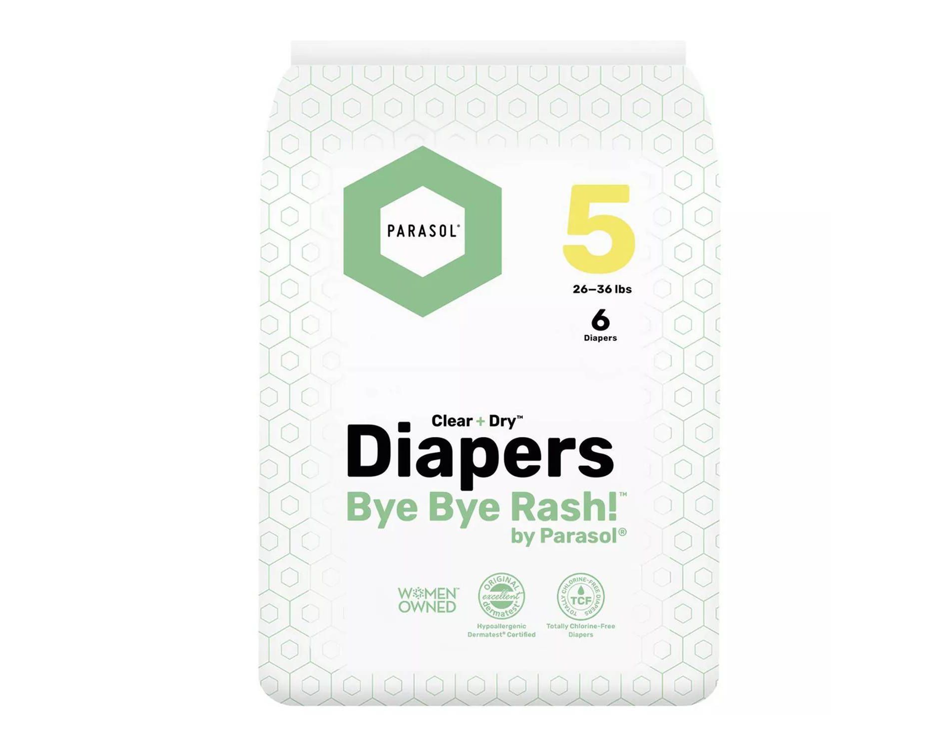 Parasol Chlorine-Free Diapers with RashShield Protection - Size 5 - 6ct