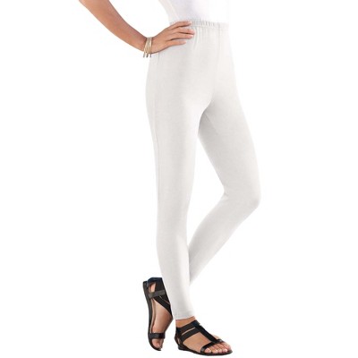 Roaman's Women's Plus Size Petite Ankle-Length Essential Stretch Legging -  6X, White