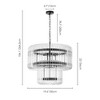 Rennnsan Mornith 19"W 9-Light Tiered Glass Vintage Dimmable Chandelier in Black - 3 of 4