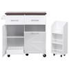 Rbied Wood Farmhouse Kitchen Cart with Drop Leaf, Removable Side Racks, Drawers, Towel Rack, and Trash Can Cabinet - 2 of 4